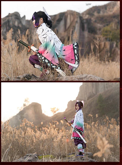 Kochou Shinobu Anime Cosplay Costume with Wig Set