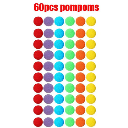 Children Counting and Sorting Toy with Pom Poms and Tweezers Set