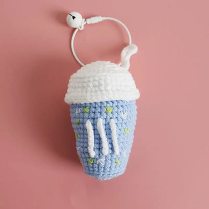 Cute Coffee Cup Crochet Keychain Bag Charm