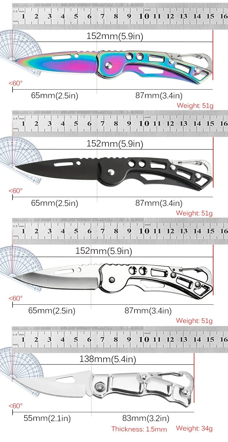 Folding Fruit Knife Stainless Steel Meat Cleaver Kitchen Knife with Non-slip Handle for Kitchen Accessories Pocket Knife