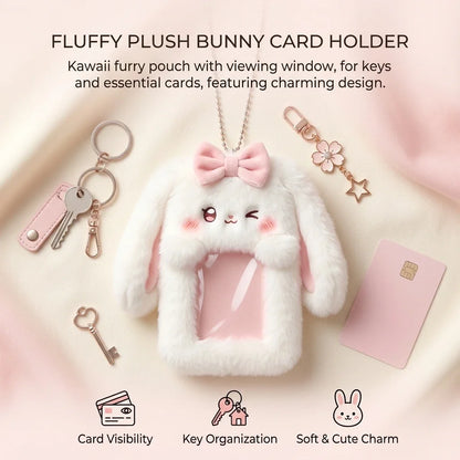 Rabbit Plush Card Holder Cute Bunny Student ID Holder