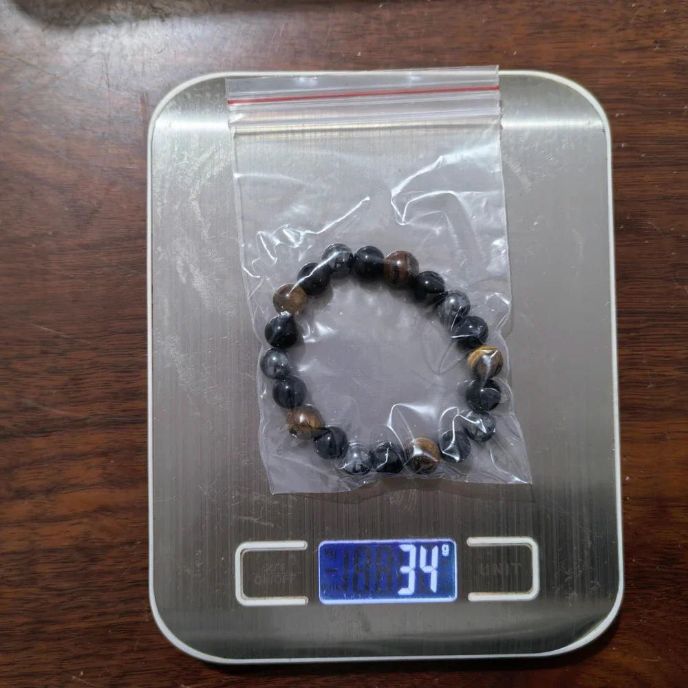 Tiger Eye Bead Bracelet – Natural Obsidian & Hematite Bracelet