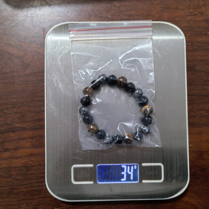 Tiger Eye Bead Bracelet – Natural Obsidian & Hematite Bracelet
