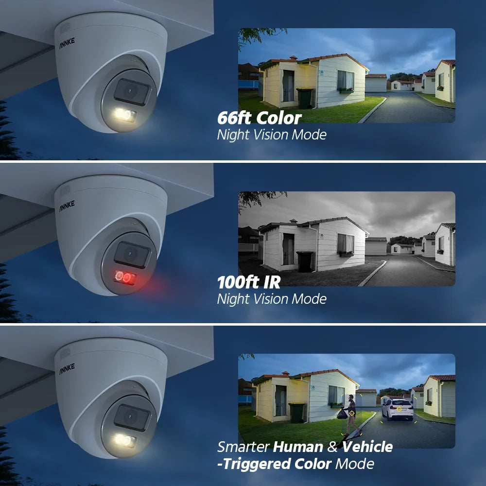 Annke 3K 5MP Outdoor Security Camera Video Surveillance Dual Light IR Night Vision POE Camera H.265+ Human Vehicle Two Way Audio