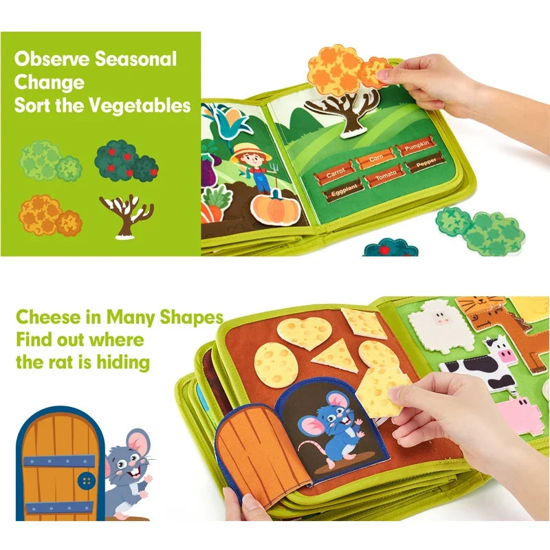Montessori Busy Book Farm Animal Felt Learning Toy