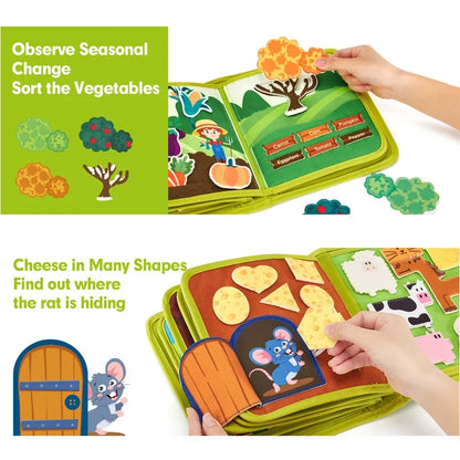 Montessori Busy Book Farm Animal Felt Learning Toy