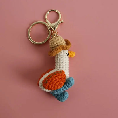 Cute Crochet Parrot Keychain Handmade Bird Bag Charm