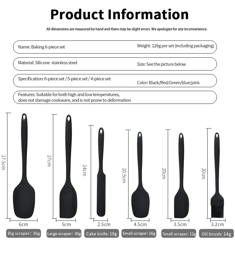 6-Piece Silicone Kitchenware Set with Spatulas and Oil Brush Kit