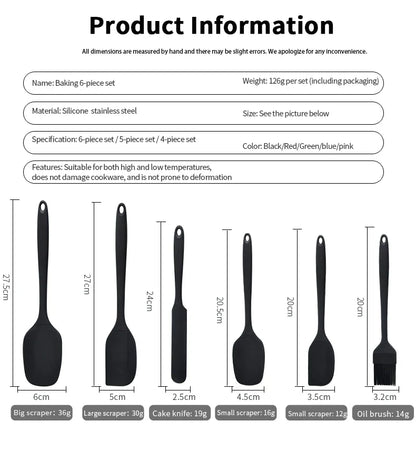 6-Piece Silicone Kitchenware Set with Spatulas and Oil Brush Kit