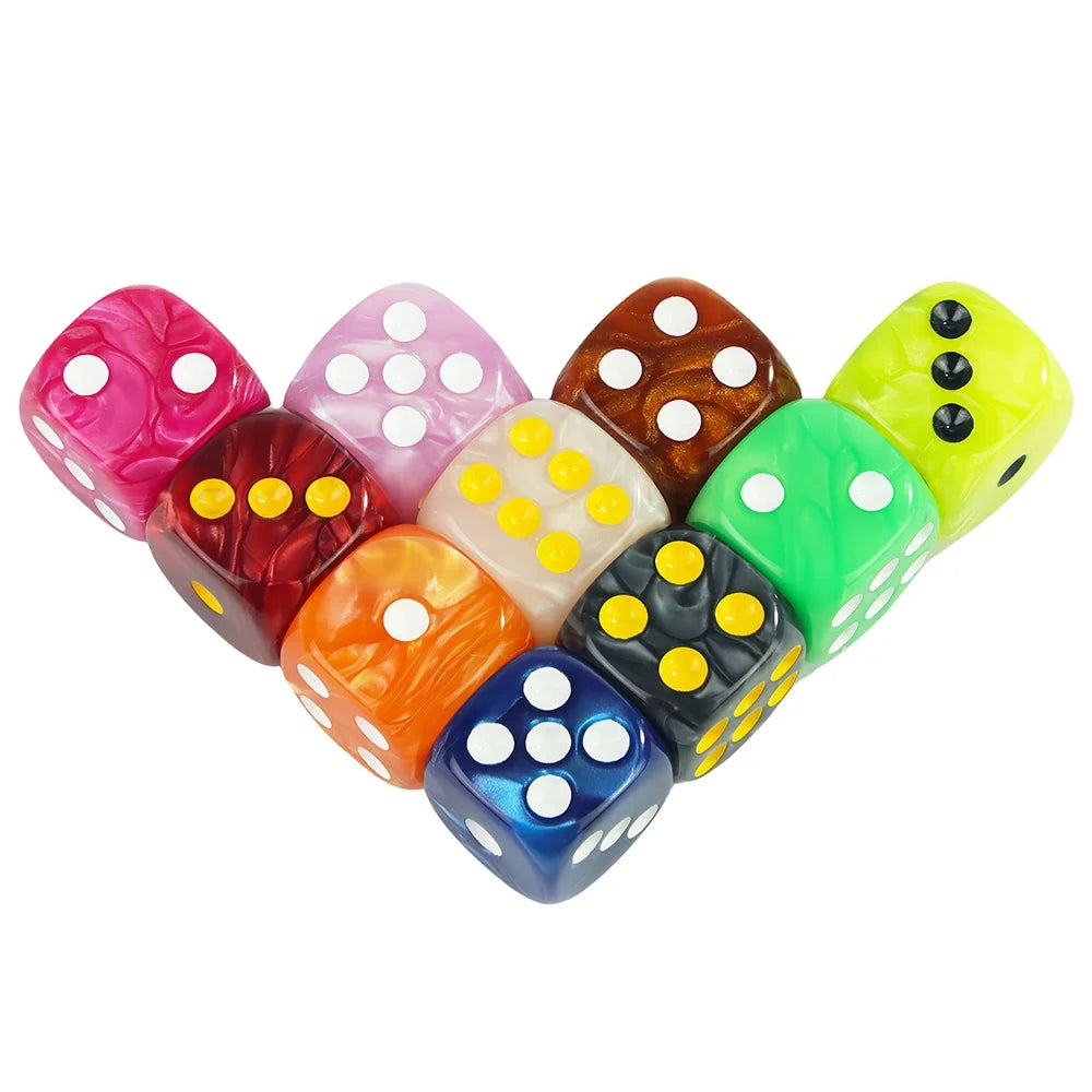 Acrylic Dice Set 10 Piece 16mm Marble D6 Game Dice