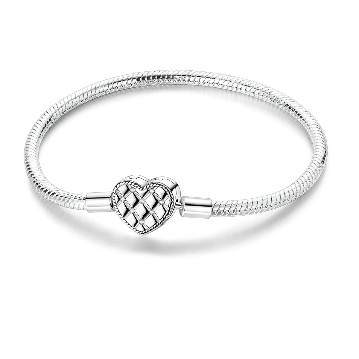 925 Sterling Silver Heart Bracelet with Zircon Accent