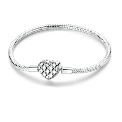 925 Sterling Silver Heart Bracelet with Zircon Accent