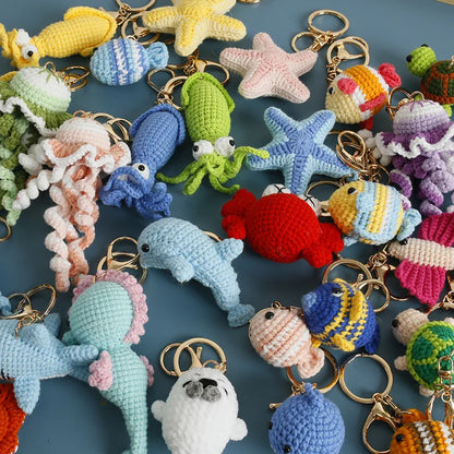 Ocean Animal Crochet Keychain Tropical Fish Bag Charm