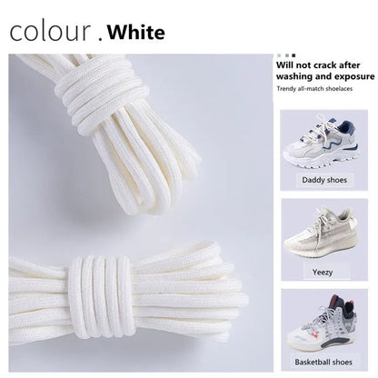 1 Pair New Round Shoe laces for Sneakers Yezy 350 Original Shoelaces for Shoes Polyester Solid Off White Laces Sport Shoestrings