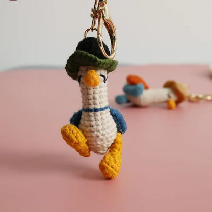 Cute Crochet Parrot Keychain Handmade Bird Bag Charm