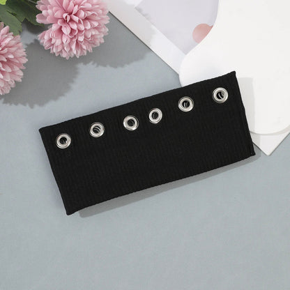 Punk Wide Elastic Eyelet Headband for Women