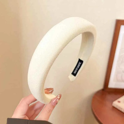 Solid Color Sponge Wide Headband for Women