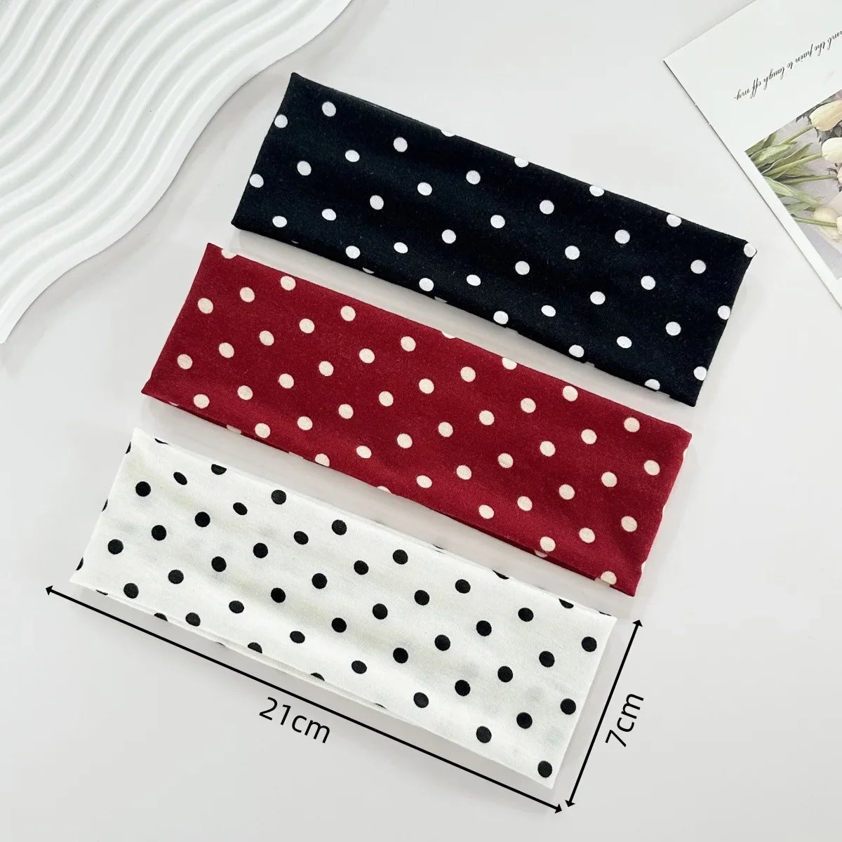 Polka Dot Yoga Elastic Sweat-Absorbing Headband for Women