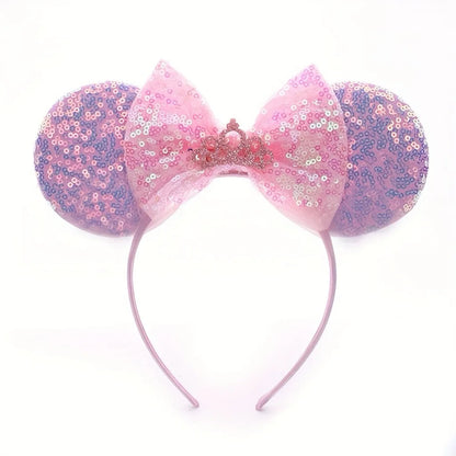 Cartoon Sequin Mouse Ears Headband with Bow