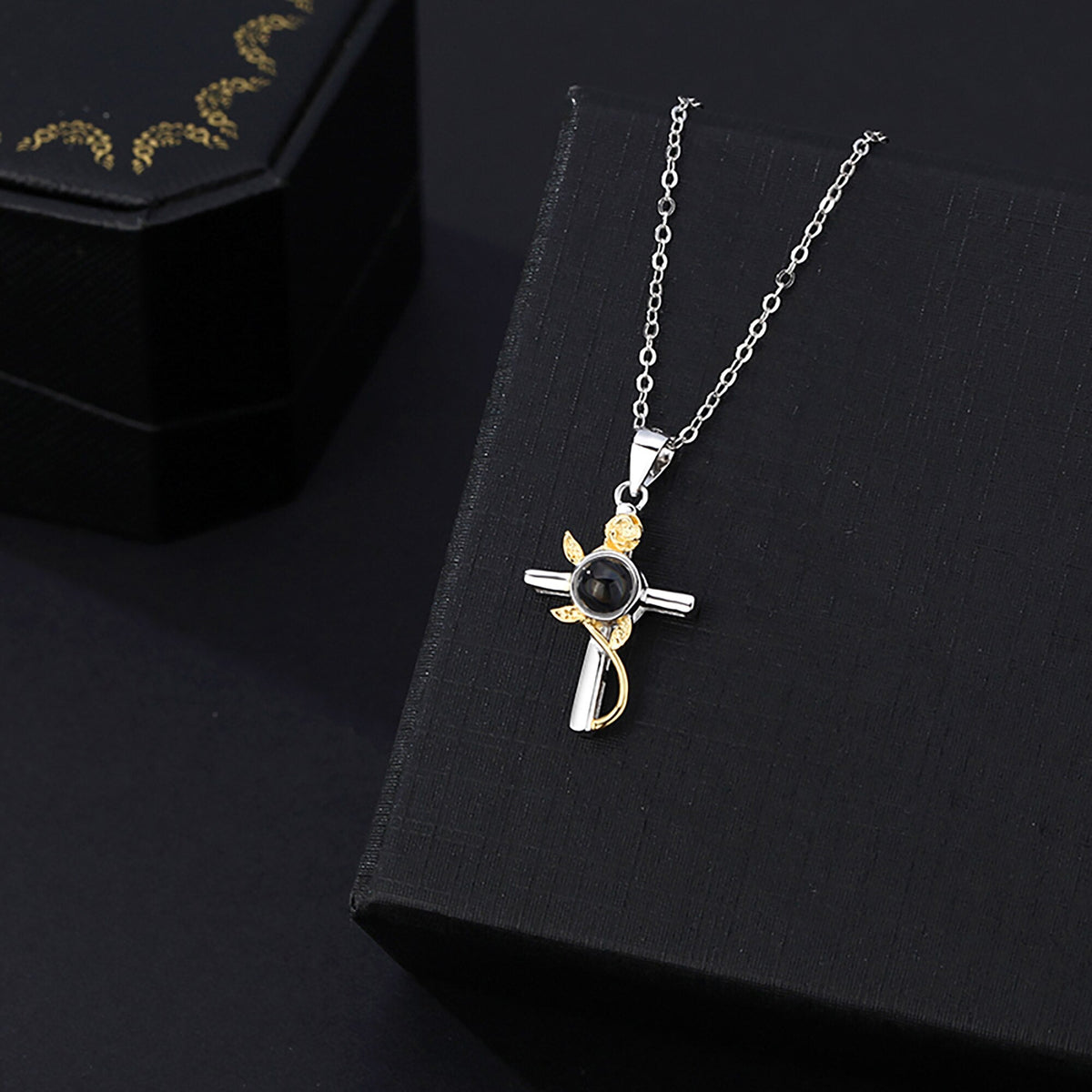 Customizable Photo Cross Projection Necklace  Pendant Jewelry