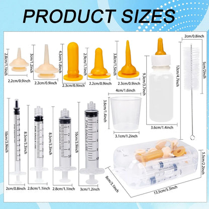 23 Pet Feeding Sets: Contains 50 ml Bottle and Syringe, Nipple, Measuring Cup, Cleaning Brush, Suitable for Puppies and Kittens