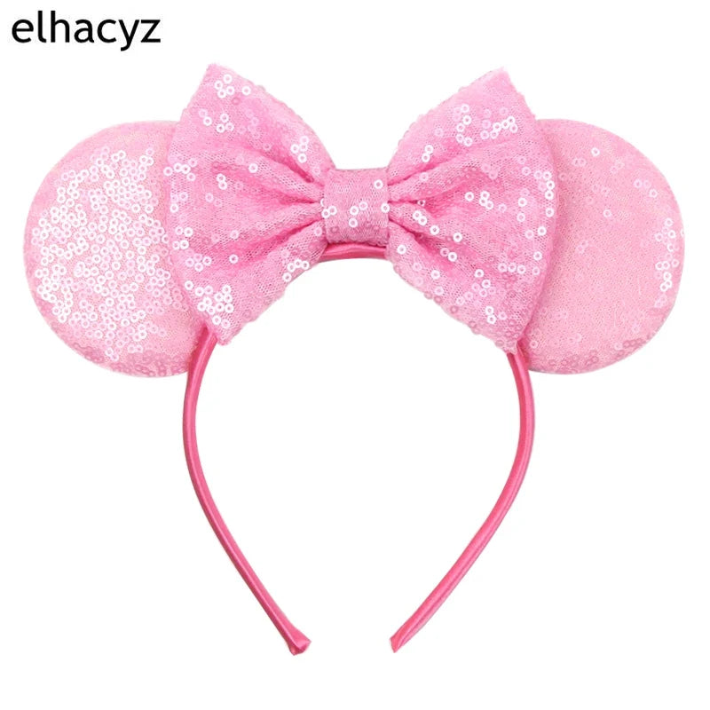 Embroidered Sequin Ears Bow Headband for Women & Girls