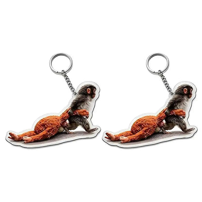 Funny Crochet Monkey Keychain Cute Backpack Bag Charm