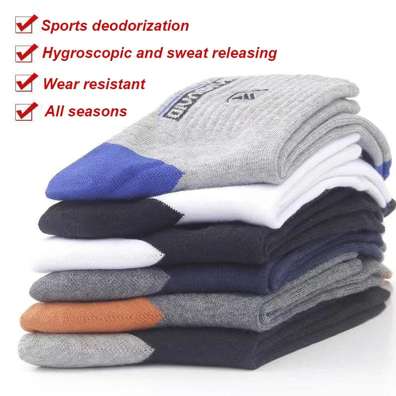 5 Pairs Men's Comfortable Breathable Crew Socks Soft Warm Elastic Sports Socks for Spring Autumn Winter Daily Casual Wear