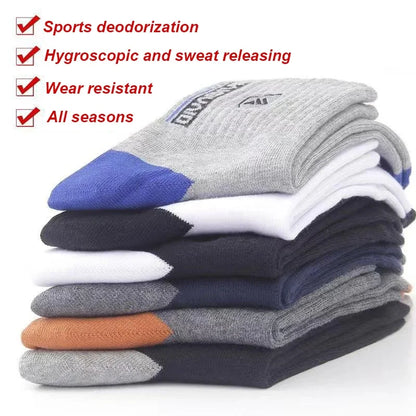 5 Pairs Men's Comfortable Breathable Crew Socks Soft Warm Elastic Sports Socks for Spring Autumn Winter Daily Casual Wear