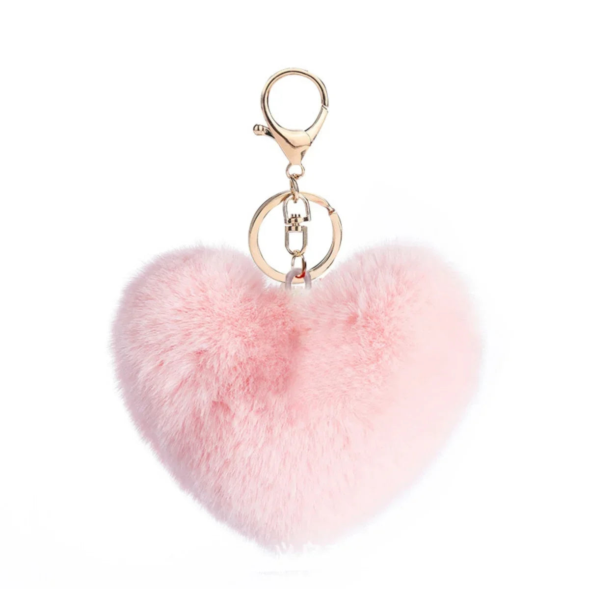 Heart Plush Pompom Keychain Leopard Print Bag Charm