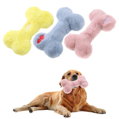 Love Bone Plush Squeaky Dog Toy for Interactive Chewing and Play