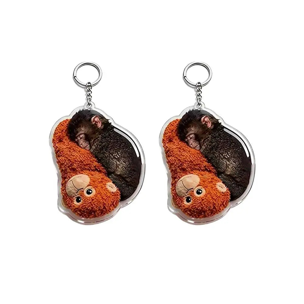 Funny Monkey Crochet Keychain Cute Backpack Charm