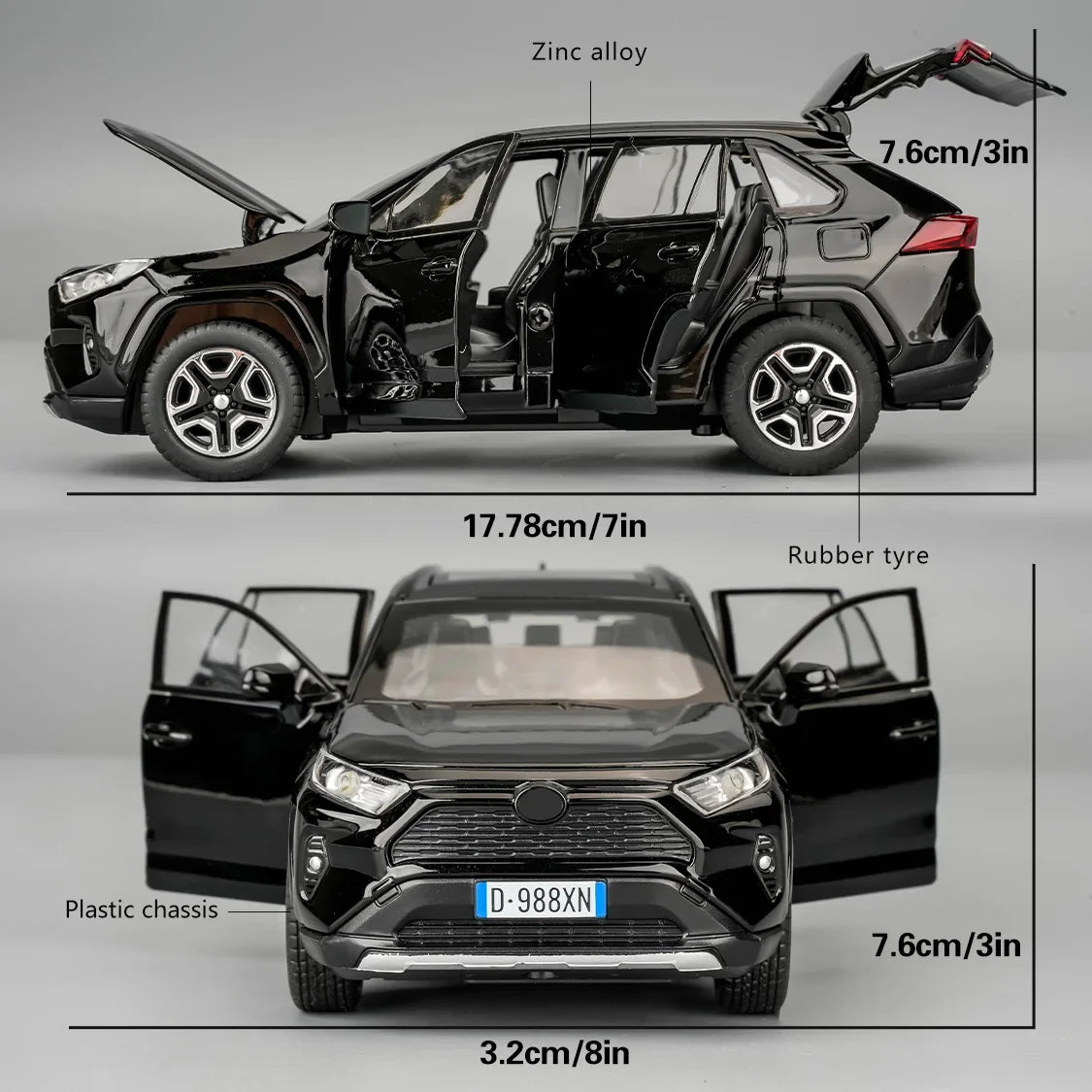 RAV4 Diecast Toy Car with Light & Sound – Alloy Model Vehicle Toy