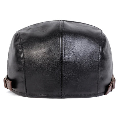 Men's Newsboy Cap Retro PU Leather Flat Beret Hat