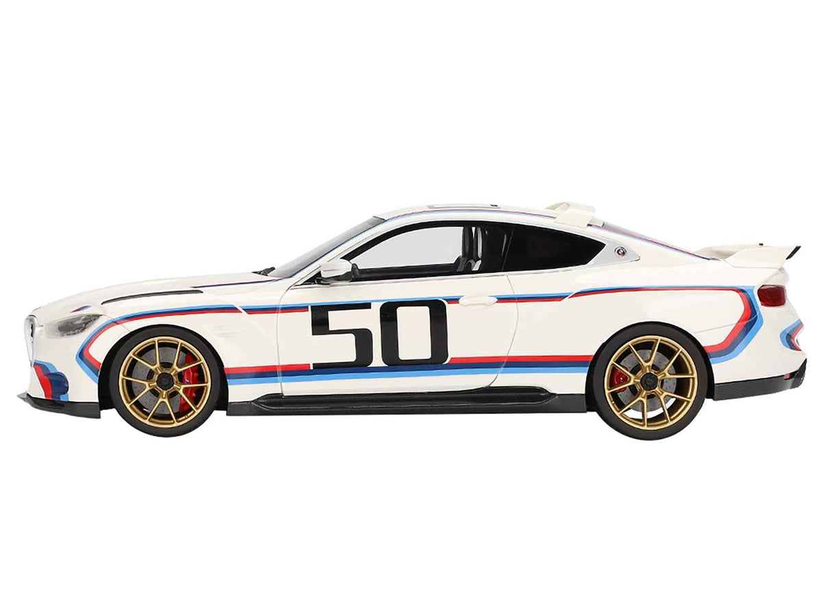BMW M4 3.0 CSL #50 White with Blue and Red Stripes 1/18 Model Car by Top Speed