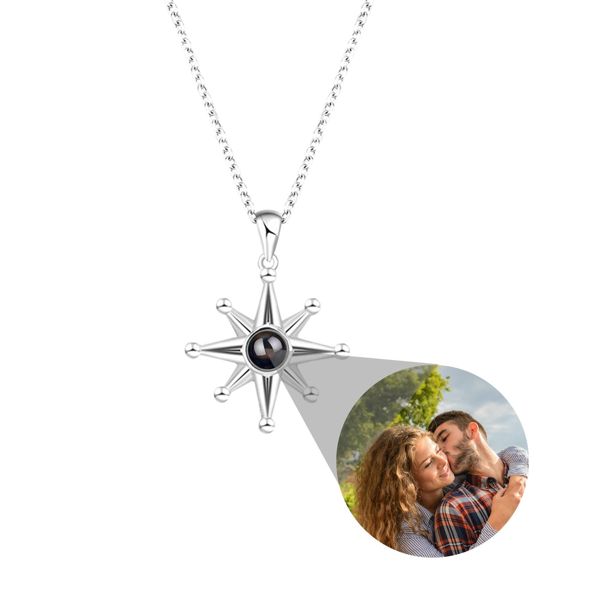 Custom Photo Necklace Flower Pendant Personalized Projection Jewelry