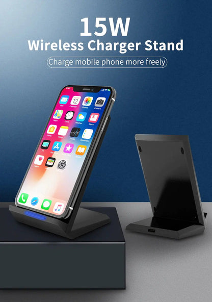15W FAST WIRELESS CHARGER WITH STAND QUICK CHARGE