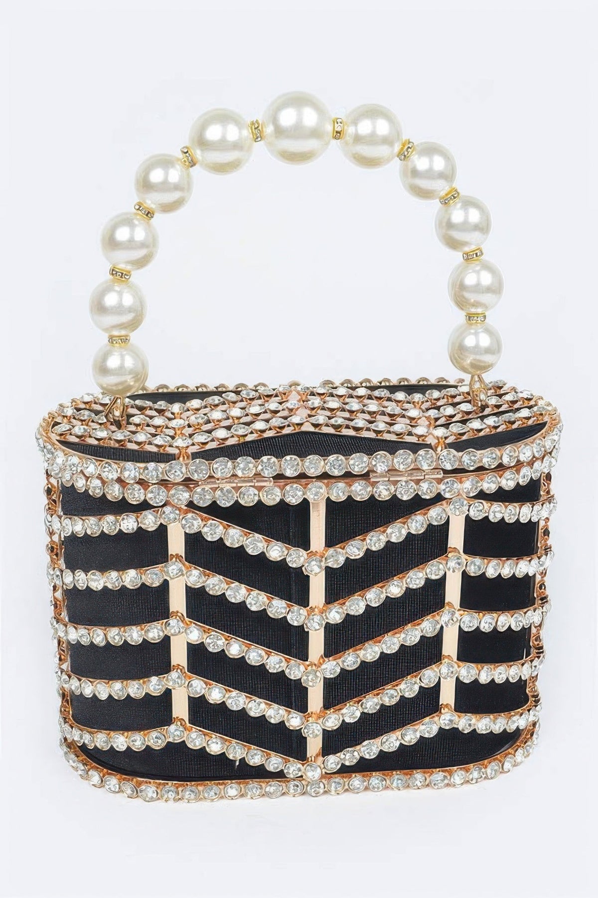 Rhinestone Metal Frame Clutch