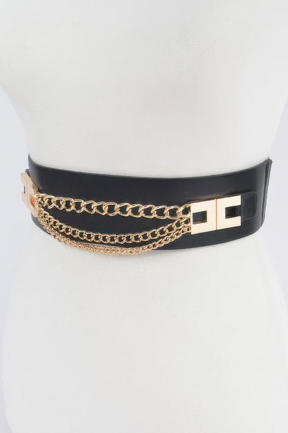 Multi Layered Chain Plus Size Elastic Belt