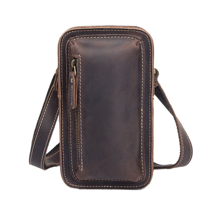 Mens First-Layer Cowhide Crossbody Waist Bag