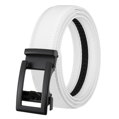 Men's Leather Belt Automatic Buckle Two-layer Cowhide Hollow