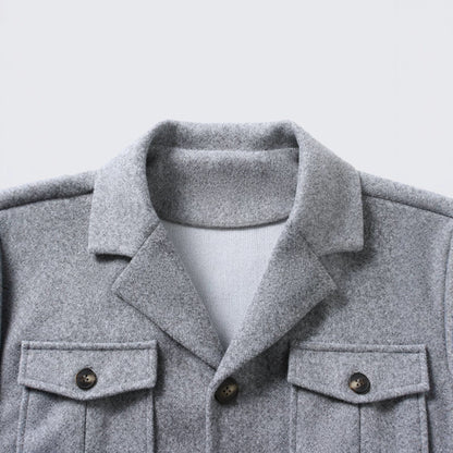 Mens Lapel Single-breasted Waist-cinched Coat With Multiple Pockets