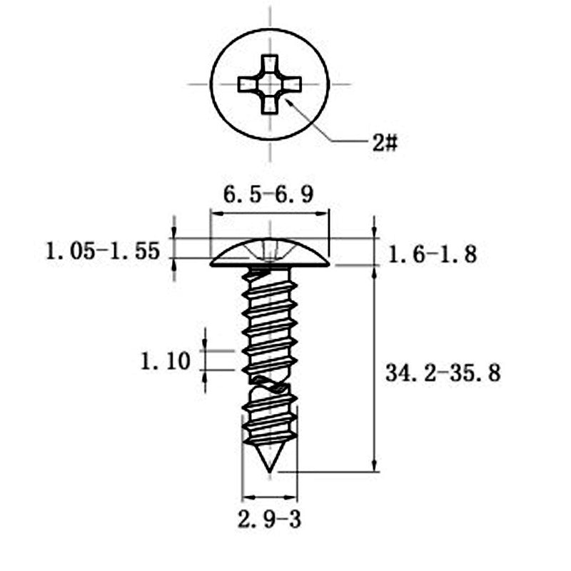 Stainless Steel Cross Big Head Self-tapping Screw Mushroom-shaped Haircut Round Head