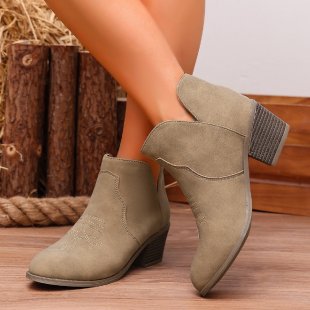 Retro-style Export Bestseller Embroidered Low-top Boots
