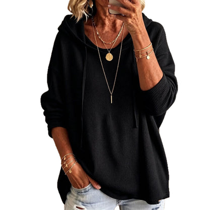 Casual Solid-color Loose-fitting Sweatshirt With A Hood