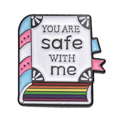 Geometric Cartoon Book Brooch