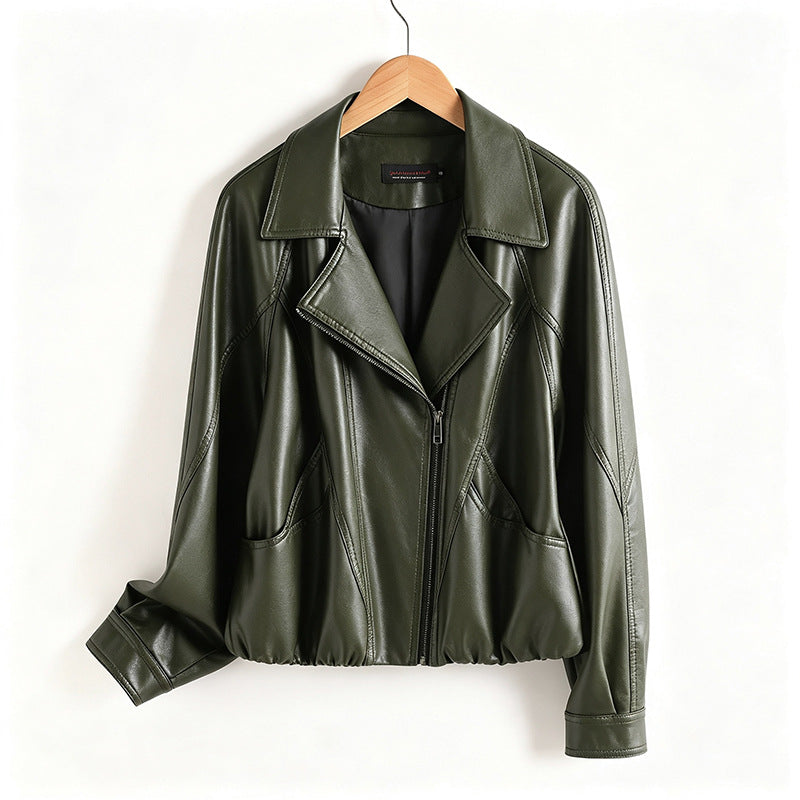 Korean-style Short Leather Jacket For Women
