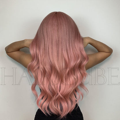 Qi Bangs Big Wave Long Curly Wig