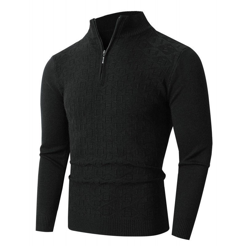 Mens Trendy Slim-fit Solid-color Thermal Sweater