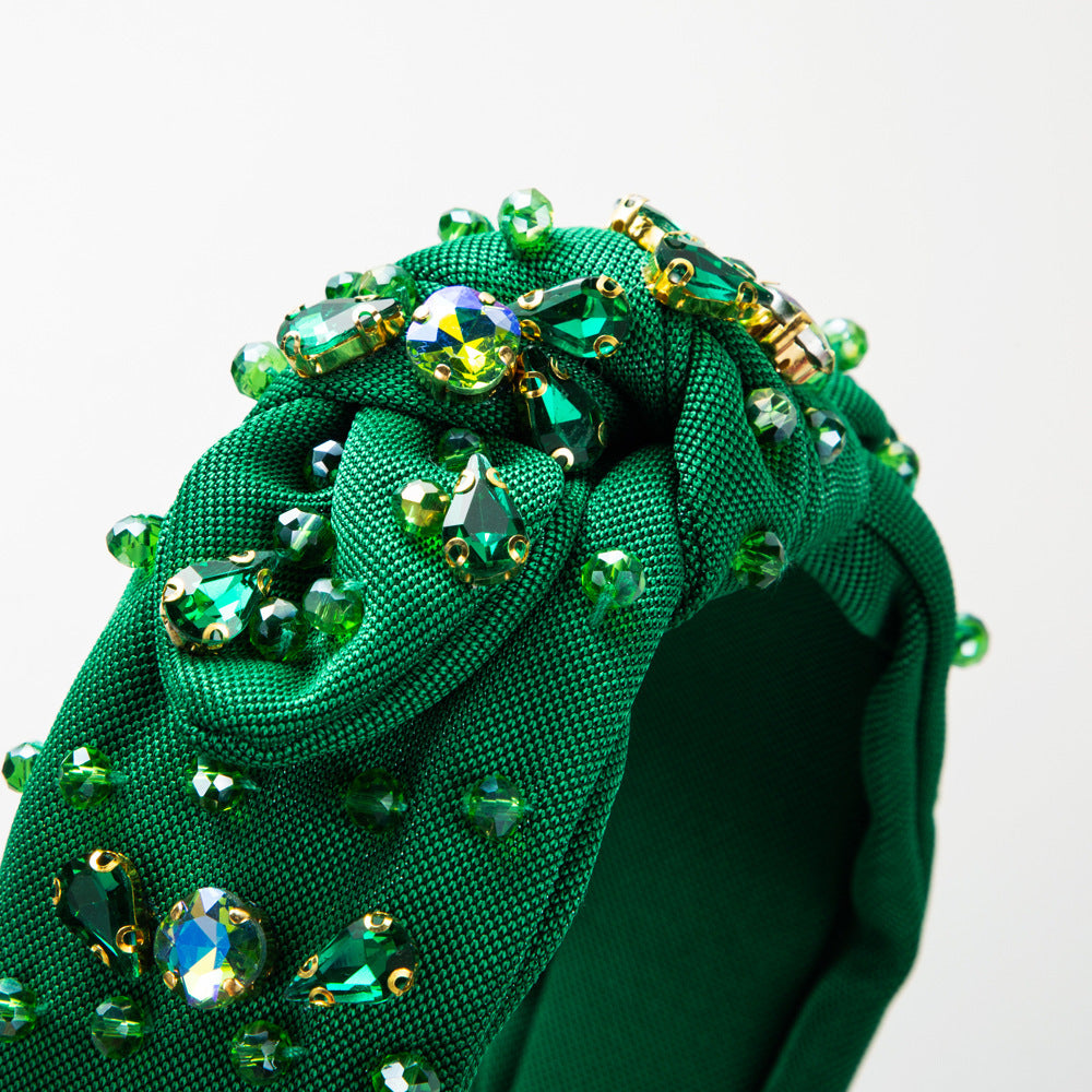 Elegant Diamond-Embedded Wide Headband